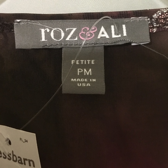 Roz & Ali Women’s Mauve Floral Scoop Neck 3/4 Sleeve Blouse~Size Petite Medium - Picture 4 of 9